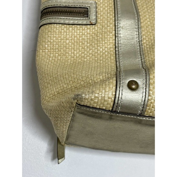 COACH Vintage Metallic Straw Leather Woven Tote Hand Bag - Picture 4 of 10